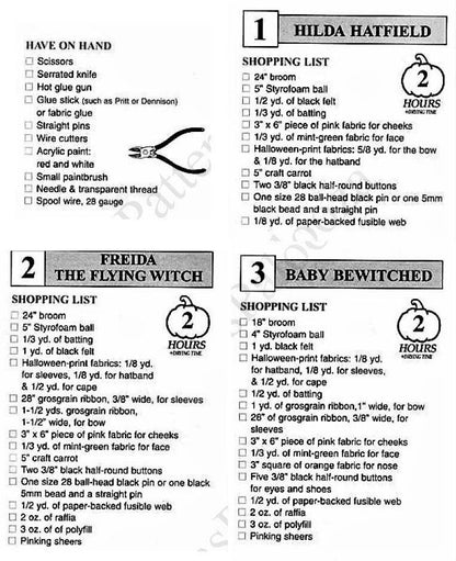 Vintage No Sew Craft Pattern Fabric Halloween Witches Front Door or Wall Hangings PDF Instant Digital Download Straw Broom Fall Crafts