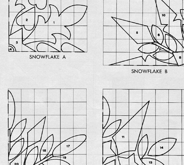 Vintage Sewing Pattern Snowflake Bed Quilt Instant Digital Download Appliqued Snowflakes 4 Designs Sewn Winter Theme Bedspread 92x77