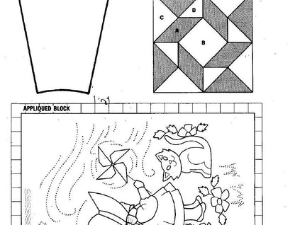 Vintage Sewing Pattern Sunbonnet Sue Quilt & Pillow Shams Set PDF Instant Digital Download Dresden Plate Patchwork Applique Bedspread 92x87