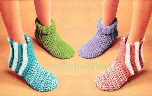 Vintage Crochet Patterns Easy Quick Simple Family Slipper Socks PDF Instant Digital Download Retro Womens Mens Childrens House Socks
