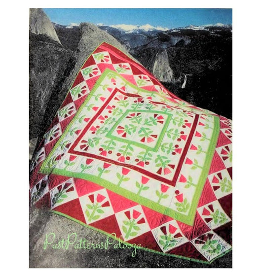 Vintage Sewing Pattern Medallion Tulip Flower Quilt PDF Instant Digital Download Patchwork Applique Quilting Folk Art Flower Bedspread