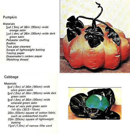 Vintage Sewing Pattern Realistic Garden Vegetables Cauliflower Pumpkin Cabbage Zucchini PDF Instant Download Soft Sculpture Fabric Veggies