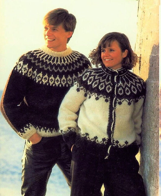 Vintage Knitting Pattern Nordic Icelandic Knit Wool Sweaters Pullover & Cardigan PDF Instant Digital Download Womens Mens Fair Isle Fairisle