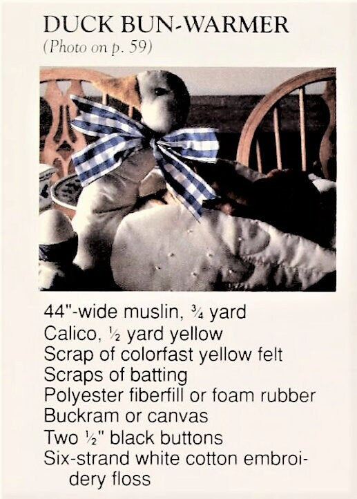 Vintage Sewing Pattern Country Goose Bun Cozy Warmer Cotton Fabric PDF Instant Digital Download Bread Basket Rolls Holder Farmhouse Chic