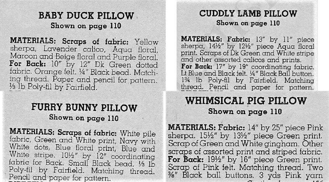 Vintage Sewing Pattern Farmhouse Friends Barnyard Animal Pillows PDF Instant Digital Download Plush Patchwork Applique Cushions 5 Designs