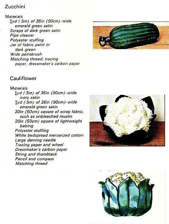 Vintage Sewing Pattern Realistic Garden Vegetables Cauliflower Pumpkin Cabbage Zucchini PDF Instant Download Soft Sculpture Fabric Veggies