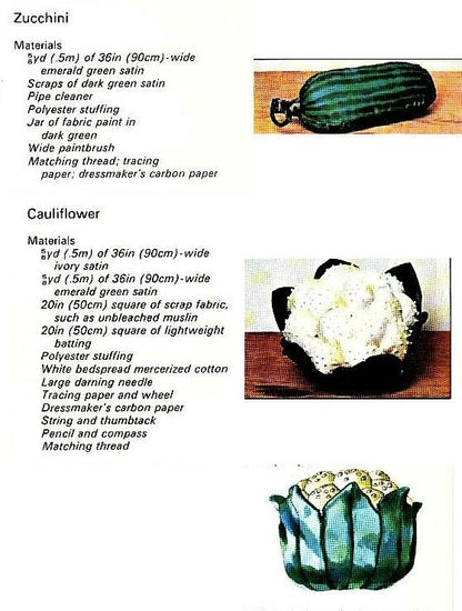 Vintage Sewing Pattern Realistic Garden Vegetables Cauliflower Pumpkin Cabbage Zucchini PDF Instant Download Soft Sculpture Fabric Veggies