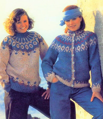 Vintage Knitting Pattern Nordic Icelandic Knit Wool Sweaters Pullover & Cardigan PDF Instant Digital Download Womens Mens Fair Isle Fairisle