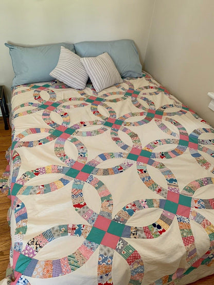 Vintage Sewing Pattern Double Wedding Ring Quilt Antique Patchwork PDF Instant Digital Download c. 1920 Classic Traditional Design