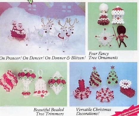 Vintage Beading Patterns Mini Classic Christmas Bead Ornaments 16 Designs PDF Instant Digital Download Mini Small Holiday Tree Trim 2-5"