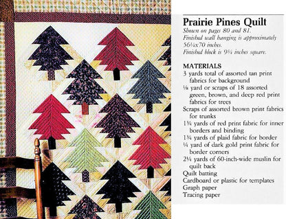 Vintage Sewing Pattern Patchwork Prairie Pine Trees Quilt Wall Hanging PDF Instant Digital Download Rustic Primitive Christmas