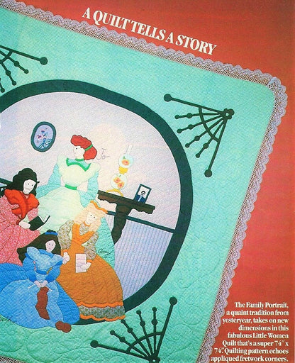 Vintage Sewing Pattern Little Women Bed Pillows & Quilt or Wall Hanging PDF Instant Digital Download Applique Bed Set
