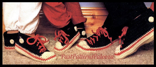 Vintage Crochet Patterns Fun Family Sneaker Slipper Shoes PDF Instant Digital Download Womens Mens Childrens Running Shoe Slippers 14 Ply
