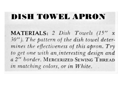 Vintage Sewing Pattern Womens Retro Dish Towel Apron PDF Instant Digital Download Quick Easy Sew Mid Century Hostess Housewife Chic