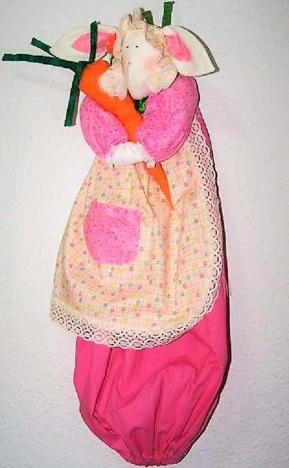 Vintage Sewing Pattern Mrs Bunny Kitty Cat Kitchen Bag Holders Catchers PDF Instant Digital Download Plush Fabric Plastic Bag Organizers