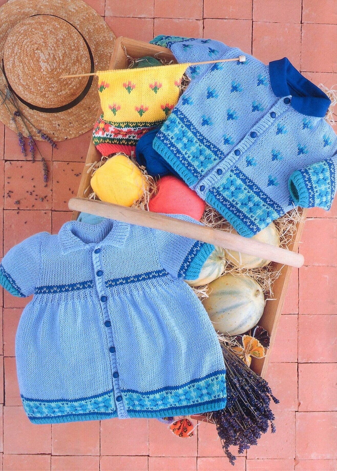Vintage Knitting Pattern Baby Cardigan Sweater and Dress Set PDF Instant Digital Download Toddler Boy Girl 0-24m DK 8 Ply