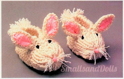 Vintage Knitting Pattern Childrens Cute Classic Bunny Slippers PDF Digital Download 10 Ply 2-8 Years Toddler to Big Kid