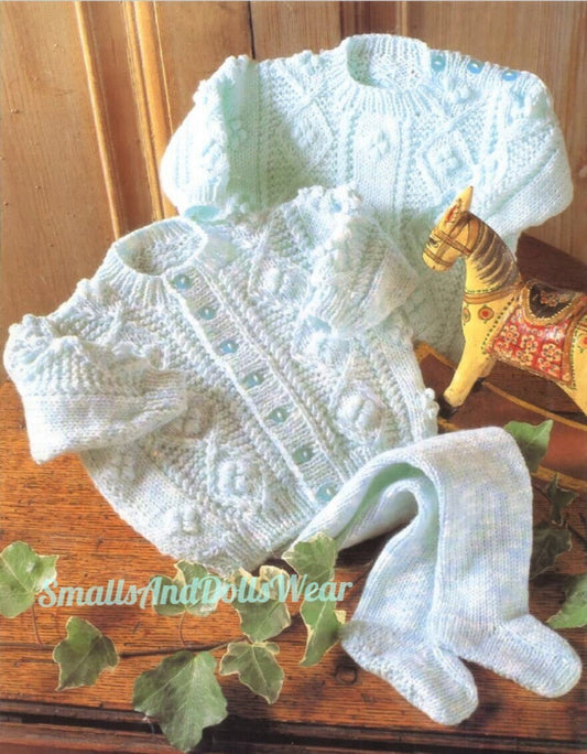 Vintage Knitting Pattern Baby Aran Cardigan, Pullover Sweater and Leggings Set PDF Instant Digital Download Baby Toddler 3m- 2 yrs DK