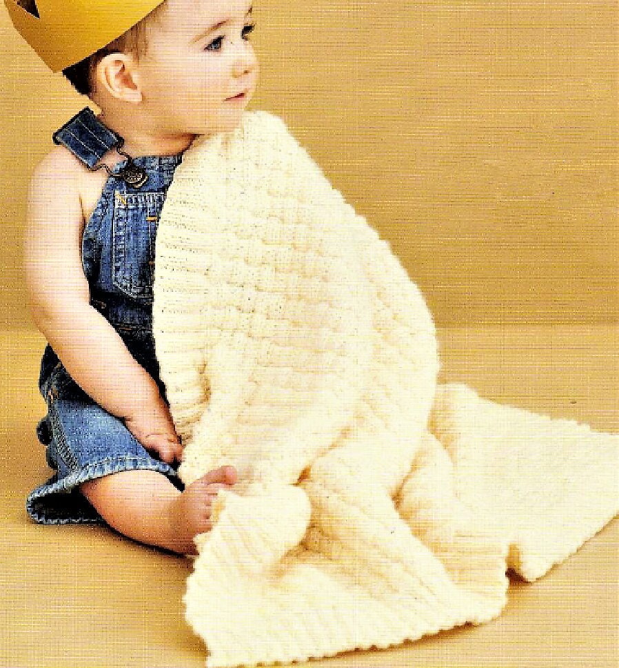 Vintage Knitting Pattern Baby Bunting Basketweave Sleeping Bag with Hood and Travel Blanket PDF Instant Digital Download 0-1 yr DK 8 Ply