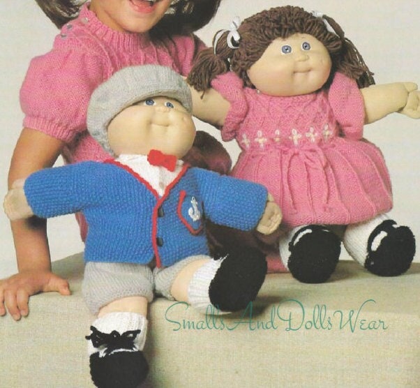 Vintage Knitting Pattern 16 Inch Soft Sculpture Cabbage Patch Kids Doll Clothes Girl Boy Fancy Outfits PDF Instant Digital Download DK