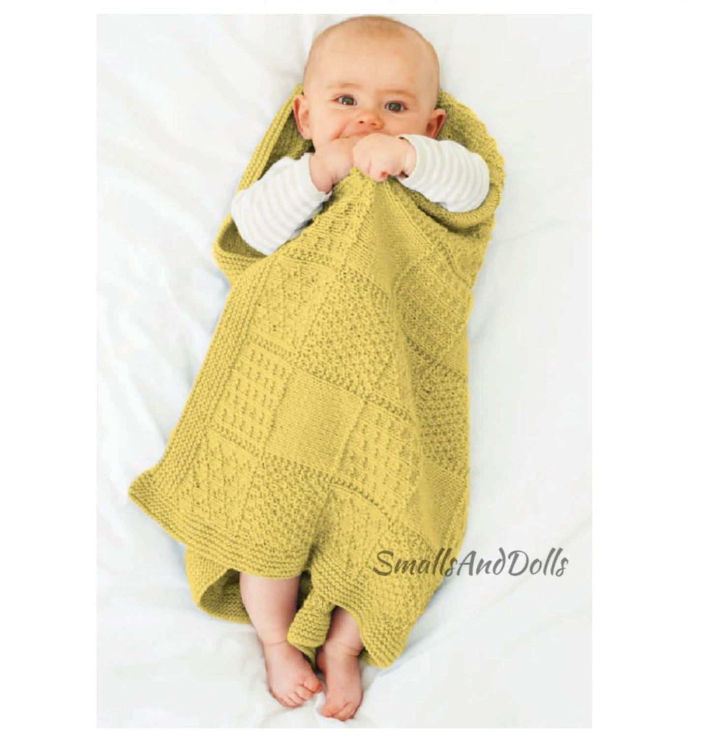 Vintage Knitting Pattern Textured Squares Baby Blanket PDF Instant Digital Download Knit Lapghan Crib Cover DK 8 Ply