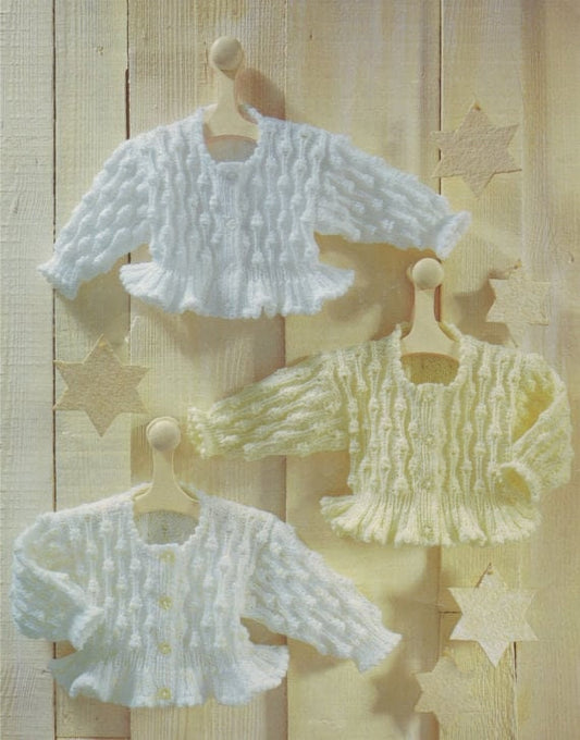Vintage Knitting Pattern Knit Baby to Big Girl Ruffle Edged Peplum Cardigan Sweater Jacket PDF Instant Digital Download 0-8 yrs DK 8 Ply