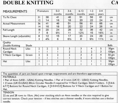 Vintage Knitting Pattern Knit Baby Cardigan Sweaters Hat Set PDF Instant Digital Download Openwork Borders Preemie - 4 years DK 8 Ply