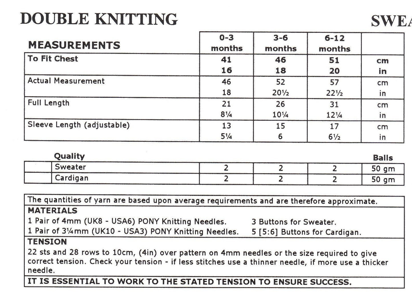 Vintage Knitting Pattern Baby Zig Zag Sweater and Cardigan Jumpers PDF Instant Digital Download 0-12 m DK 8Ply