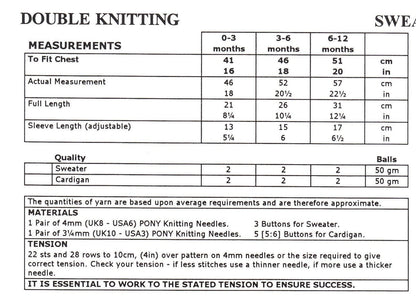 Vintage Knitting Pattern Baby Zig Zag Sweater and Cardigan Jumpers PDF Instant Digital Download 0-12 m DK 8Ply