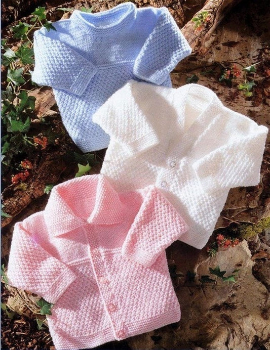 Vintage Knitting Pattern Preemie Baby to Toddler Moss Stitch Cardigan Sweaters Jumper PDF Instant Digital Download Prem - 4 yrs DK