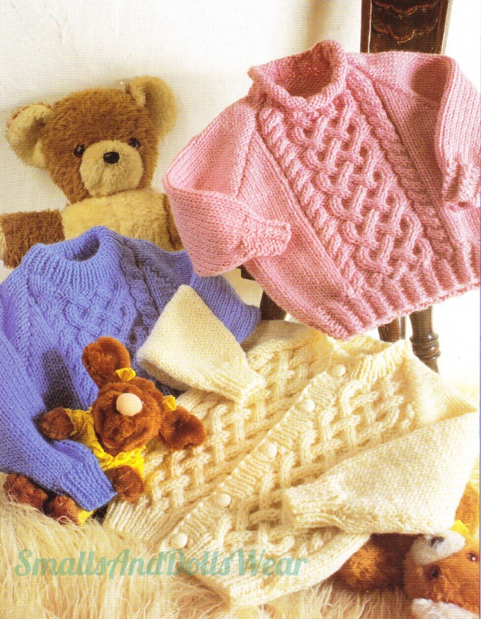 Vintage Knitting Pattern Toddler to Big Kids Braided Cable Aran Sweaters Pullover Cardigan PDF Instant Digital Download 18m - 10 yrs Chunky