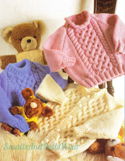 Vintage Knitting Pattern Toddler to Big Kids Braided Cable Aran Sweaters Pullover Cardigan PDF Instant Digital Download 18m - 10 yrs Chunky
