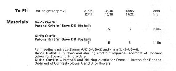 Vintage Knitting Pattern Knit Boy Girl Doll Clothes Outfits For 12 to 22 Inch Dolls PDF Instant Digital Download Dress All-in-One DK 8 Ply