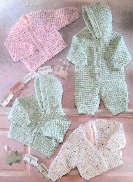 Vintage Knitting Pattern Baby Toddler Child Cardigans Hooded Jacket All In One Set PDF Instant Digital Download 0-6 yrs DK