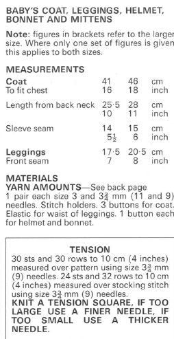 Vintage Knitting Pattern Knit Baby Matinee Coat Leggings Bonnet Helmet Mitts Set PDF Instant Digital Download 0-9m DK