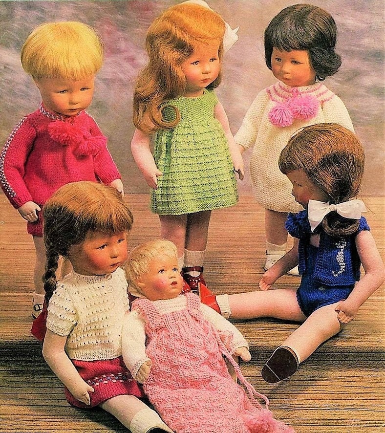 Vintage Knitting Pattern Doll Clothing for 14 inch 18 inch Dolls PDF Instant Digital Download Complete Wardrobe 11 Designs 3 Ply