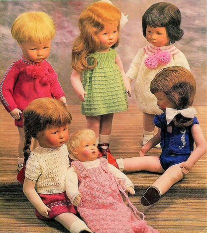 Vintage Knitting Pattern Doll Clothing for 14 inch 18 inch Dolls PDF Instant Digital Download Complete Wardrobe 11 Designs 3 Ply