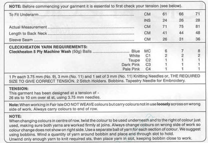Vintage Knitting Pattern Child Girls Sleepy Kitty Cats Pullover Sweater PDF Instant Digital Download Animal Jumper Fair Isle 4 6 8 Yrs 5 Ply