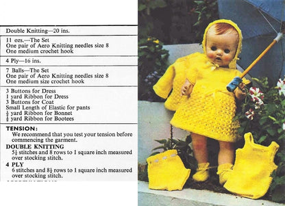 Vintage Knitting Pattern Doll Clothes for 16 and 20 Inch Baby Dolls 6 Piece Set PDF Instant Digital Download 16" 20" DK 8 Ply /4 Ply