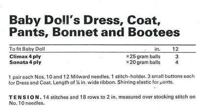 Vintage Knitting Patterns Baby Doll Clothes for 12 14 Inch Dolls PDF Instant Download Smock Set Baby Layette 4 Ply