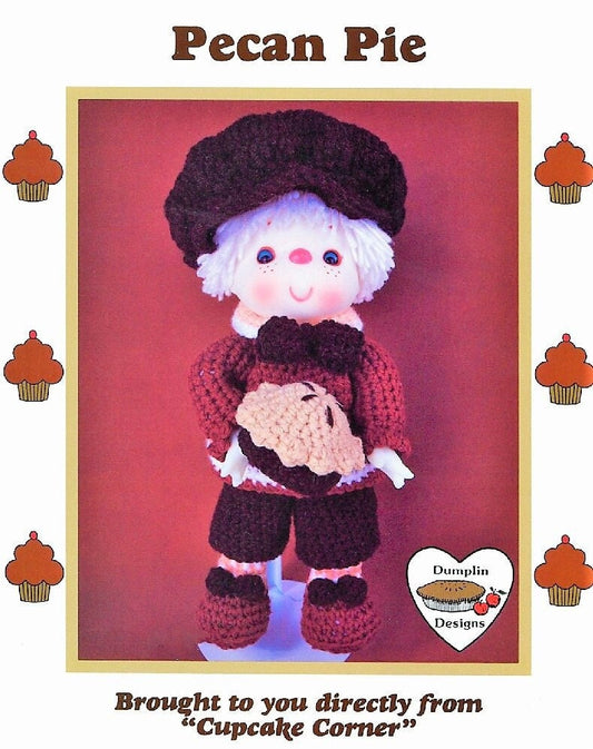 Vintage Crochet Pattern 14" Cupcake Corner Pecan Pie Yarn Head Doll PDF Instant Digital Download Retro 1980s Dumplin Designs 4 Ply Mitzy