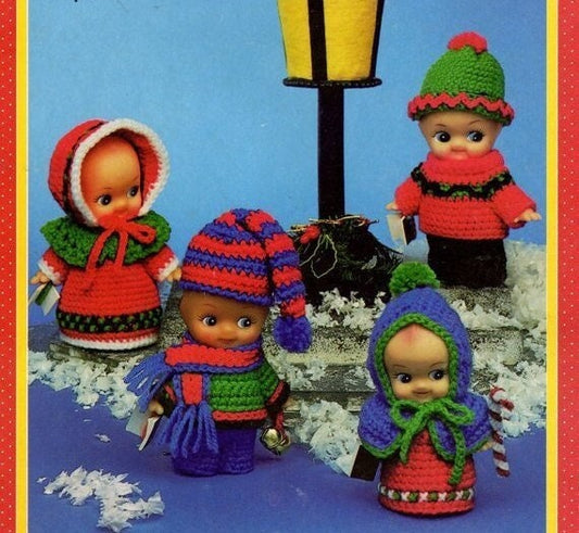 Vintage Crochet Pattern Christmas Caroler Winter Clothes for 4-6" Cutie Cupid Kewpie Impkins Dolls PDF Instant Digital Download 5 Ply