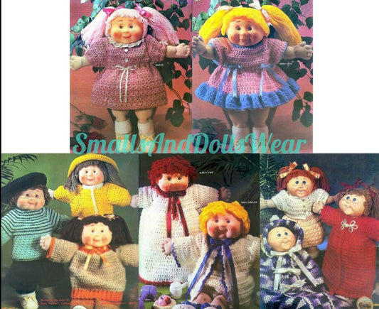 Vintage Crochet Pattern Cute Wardrobes for 16-19 Inch Soft Sculpture Dolls PDF Instant Digital Download Cabbage Patch Kids Baby Toothie