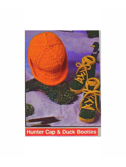 Vintage Crochet Pattern Little Hunter Set Baby Hunting Cap Hat & Boots Booties PDF Instant Digital Download Duck Deer Stalker 3-6m 4 Ply