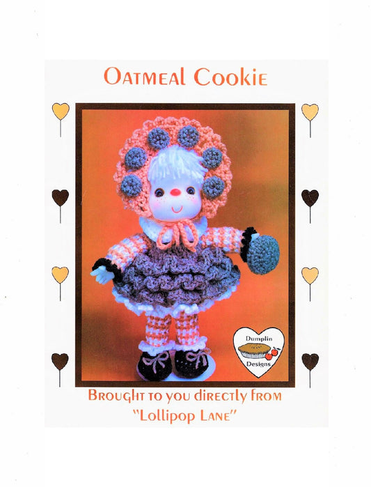 Vintage Crochet Pattern 14" Lollipop Lane Oatmeal Cookie Yarn Head Doll PDF Instant Digital Download Retro 1980s Dumplin Designs 4 Ply Mitzy
