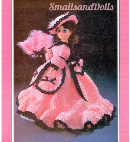 Vintage Crochet Pattern Southern Belle Feminine Outfit for 15 Inch Fashion Dolls Lilly Dress Hat PDF Instant Digital Download 10 Ply