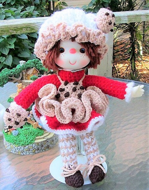 Vintage Crochet Pattern 14" Lollipop Lane Chocolate Chip Yarn Head Doll PDF Instant Digital Download Retro 1980s Dumplin Designs 4 Ply Mitzy