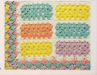 Vintage Crochet Pattern Baby Blocks Crib Afghan Blanket PDF Instant Digital Download Rainbow Pastels Granny Squares Rectangles 10 Ply