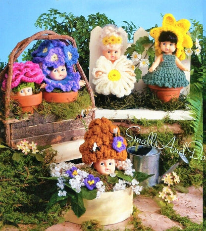 Vintage Crochet Patterns Garden Outfits for 6" Cupid Impkins Dolls Flowers Fruit Veggies Butterfly PDF Instant Digital Download 10 Ply