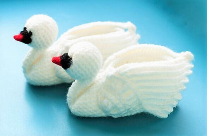 Vintage Crochet Pattern Swan Baby Booties PDF Instant Digital Download 3 Ply Cute Amigurumi Bootees Newborn to 3 Months